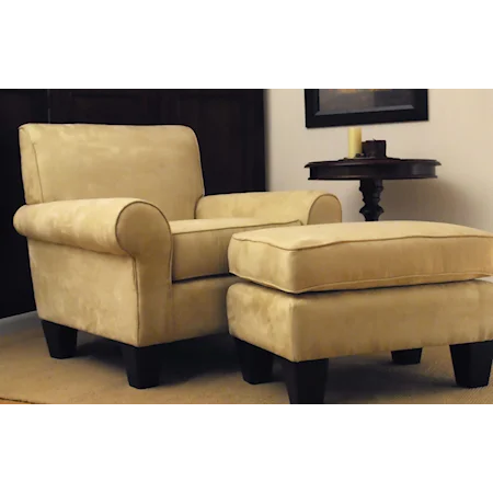 Upholstered Club Chair and Ottoman Set